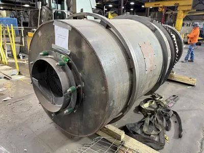 48" X 3-STAGE RANSOHOFF ROTARY DRUM BATCH AUTOMATIC PARTS DEBURR & WASHER SYSTEM, NEW 2013: YOBRO #24300