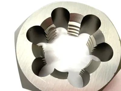 USED IRWIN® HANSON® FLAT HEX RETHREADING DIE, 1-1/2-6 UNC THREAD