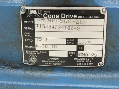 Cone Drive SHV40A960-Z0A Worm Gearbox 15:1 Reducer 117rpm Vertical Hollow Output