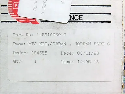 Fisher 14B8167X012 Jordan Mounting Kit Jordan Part 6 Used