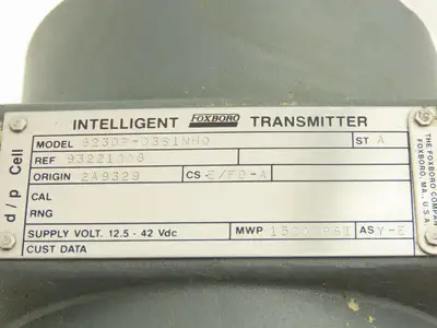 Foxboro 823DP-D3S1NHO Pressure Transmitter 12.5-42VDC 1500PSI W/Bracket No Cap