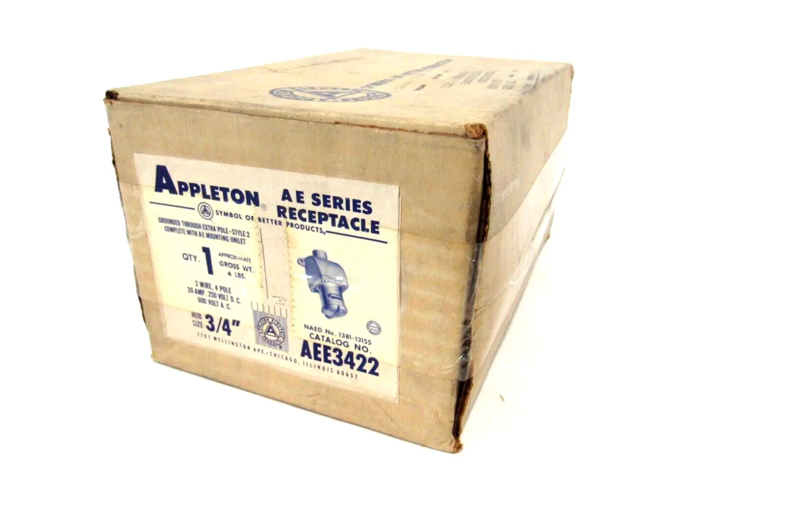 NEW APPLETON AEE3422 RECEPTACLE AE SER.