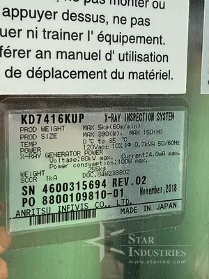 Used 2018 ANRITSU KD7416KUP X-Ray Machines California US | Star Industries #1254378