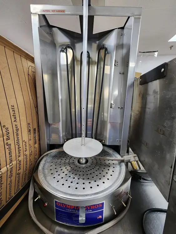 New | in-Stock XL Manufacturing Used Autogyros 4LE 65 lb. Electric Vertical Gyro Broiler - 208V Broilers Illinois US | Falcon Restaurant Supply #1376567