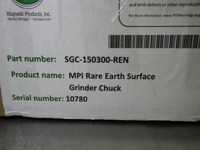 MPI Rare Earth Transverse Pole Surface Grinder Chuck 6" x 12" SGC-150300-REN (STK)