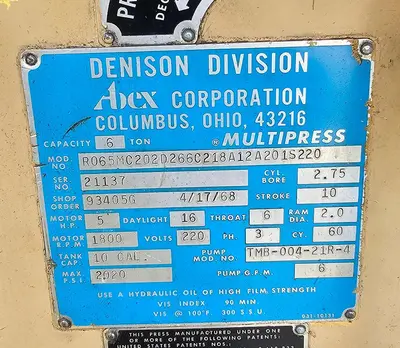 Used 1968 DENISON MULTIPRESS R065MC202D266C218A12A201S220 C-Frame Presses Wisconsin US | Lemke Machinery Sales #1355402