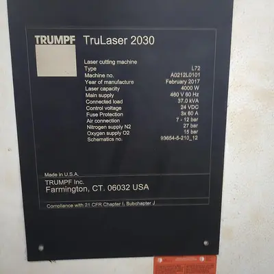 Used 2017 TRUMPF TRULASER 2030 Laser Cutters Ontario CA | Trader Machinery Inc #1543057