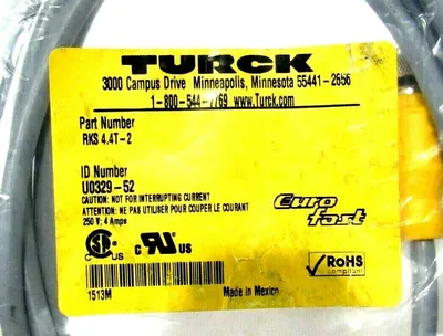 LOT OF 2 NEW TURCK RKS 4.4T-2 CORDSET U0329-52 RKS44T2