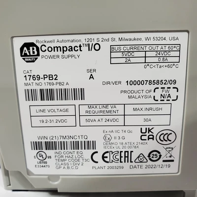 Used Allen Bradley 1769-PB2 PLC Processors California US | American Industrial Supply Co. #1513420