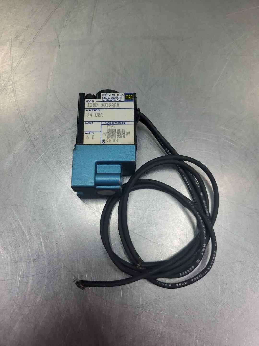 MAC 120B-501BAAA Solenoid Valve, 24VDC, 6WATTS, 150PSI. 6E-14