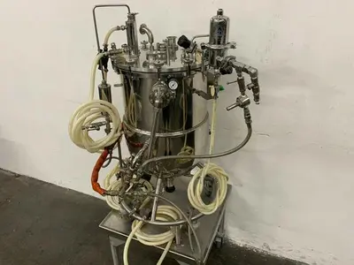USED BIOLAFITTE 63 LITER STAINLESS STEEL JACKETED BIOREACTOR MAX WORK PRESSURE 2 BAR