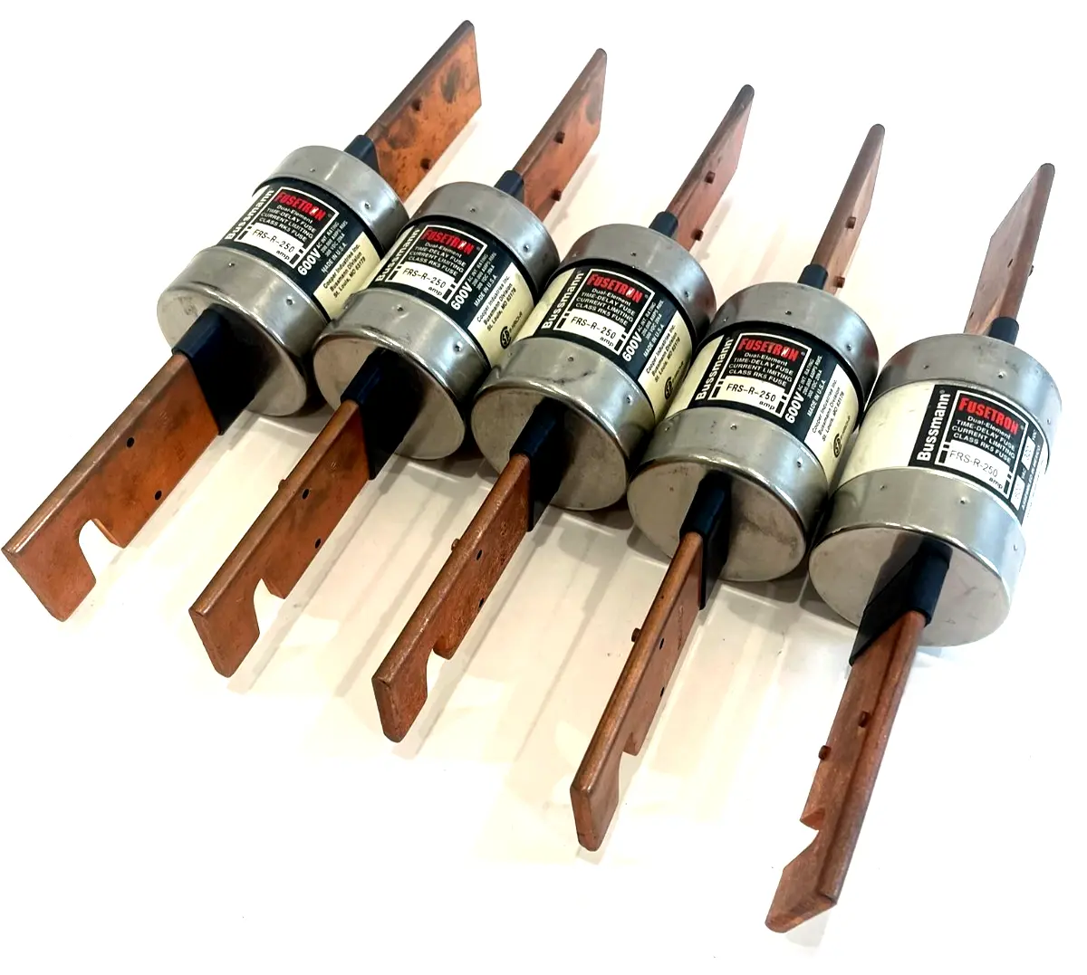 NEW BUSSMANN FRS-R-250 FUSES 600V FRSR250 LOT OF 5