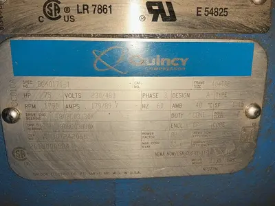 Used 2013 QUINCY COMPRESSOR QGV75 Rotary Screw & Sliding Vane Air Compressors Ohio US | HGR 24 #1482243