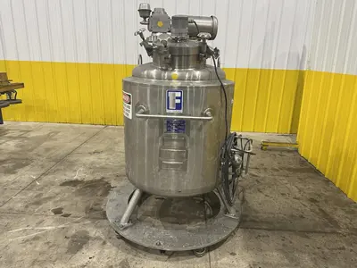 50 GALLON X 2 HP FELDMEIER STAINLESS STEEL HEATED TANK WITH AGITATION: STOCK #22121