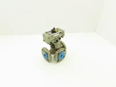 NDV Nippon EPN1304NB-L2 DN20 3/4" Flanged 3-Way Ball Valve & Pneumatic Actuator