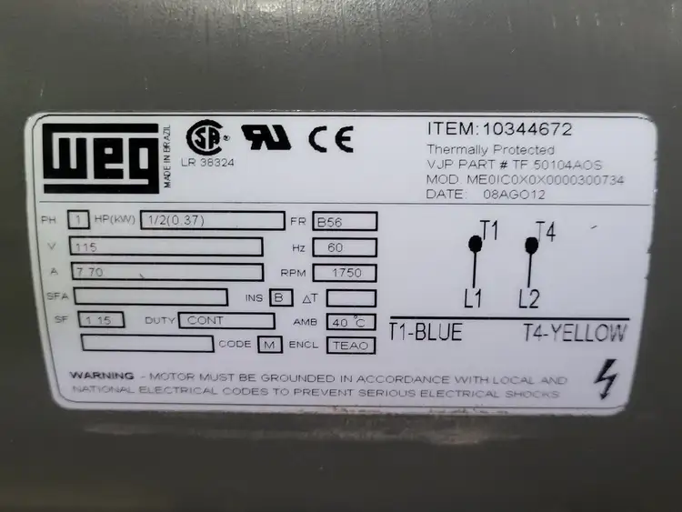 Used WEG TF.50104AOS Motors (misc) British Columbia CA | Lenmark #246389