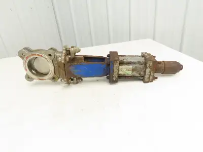 DeZurik 824 3" 304 Stainless Knife Gate Valve V-Port *Air Cylinder Actuated*