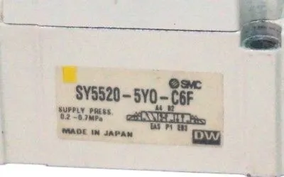 USED SMC SY5520-5YO-C6F SOLENOID VALVE SY55205YOC6F