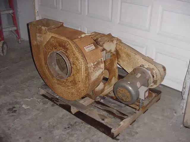 AAF Blower, 10 hp, Model no. K, 10" round inlet, 8" x 10" outlet.