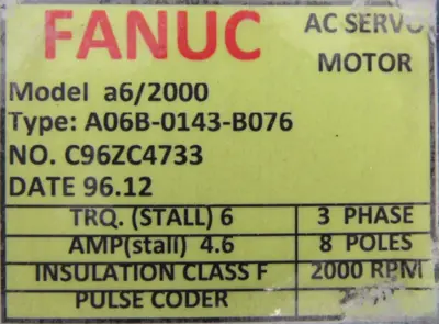 USED FANUC A06B-0143-B076 SERVO MOTOR A06B0143B076