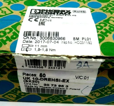 NEW 50PCS. PHOENIX CONTACT UK 10-DREHSI-EX TERMINAL BLOCK 5X20 UK10DREHSIEX