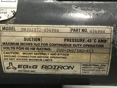 USED EG&G ROTRON DR202Y72-036988