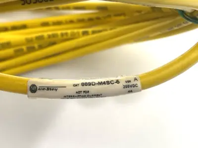 USED ALLEN-BRADLEY SINGLE-ENDED CORDSET MALE 4-PIN 5M PULLED LEADS