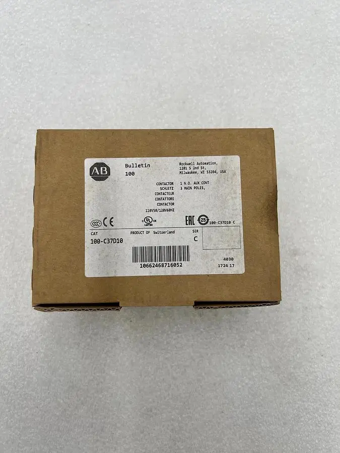 New Allen Bradley 100-C37D10 /C Contactor, 110/120 VAC, 3-P #K-1975