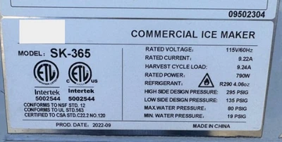 171-0126 350lbs. Ice Machine & Bin