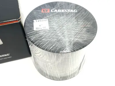 USED LABELTAC PRO MODEL HIGH PERF. 10 YEAR VINYL LABEL WHITE, 4" X 150'/ROLL