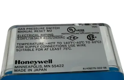 NEW HONEYWELL C6097B1028 GAS PRESSURE SWITCH 1/4"NPT PIPE