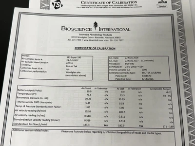 New | in-Stock Bioscience International SAS 19121 Air Sampling Missouri US | BioLabTek #1272105