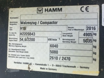 Used 2016 HAMM H5I Single Drum Rollers New York US | Beck Equipment #1509334