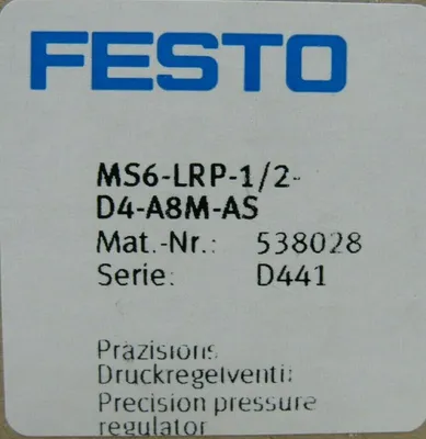 NEW FESTO MS6-LRP-1/2-D4-A8M-AS REGULATOR 538028 MS6LRP12D4A8MAS