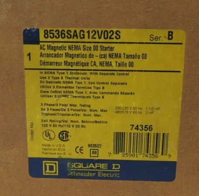 NEW SQUARE D 8536SAG12V02S AC MAGNETIC STARTER SER.B