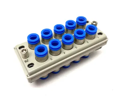 USED SMC MULTICONNECTOR PNEUMATIC MANIFOLD 10-PORT 8MM