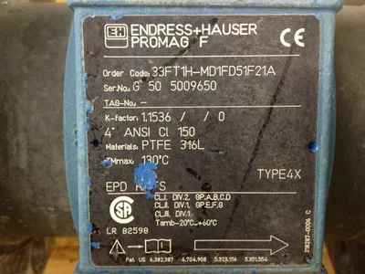 Endress  Hauser 4"-150 Magnetic Flowtube