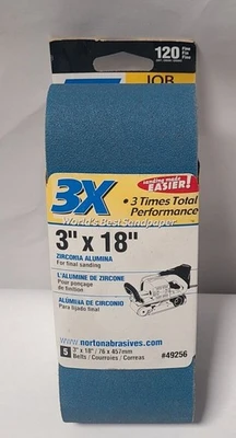 Lot of 25 (5 Packs of 5) NORTON Sanding Abrasive Belts 120 Grit 3" x 18"