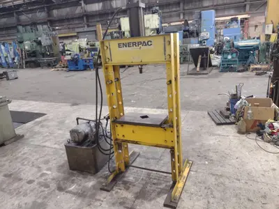50 TON ENERPAC H-FRAME HYDRAULIC SHOP PRESS: YOBRO #23949