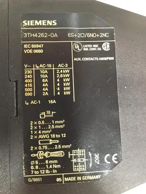 Used SIEMENS 3TH4262-0A PLC Contactors | Ideal Machinery #619934