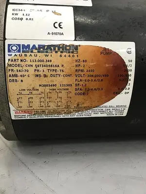 USED MARATHON ELECTRIC CVN 56T34D5816A P