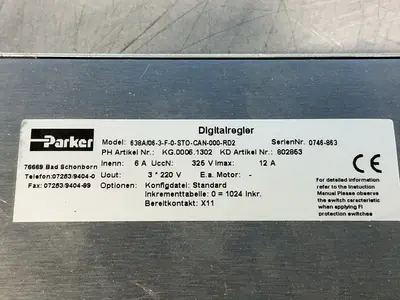 Used PARKER 638A/063F0STOCAN000RD2 Servo Drives Ohio US | HGR 24 #1572191