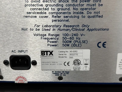 Used BTX Harvard Apparatus 45-0052 Biotechnology Missouri US | BioLabTek #1272142