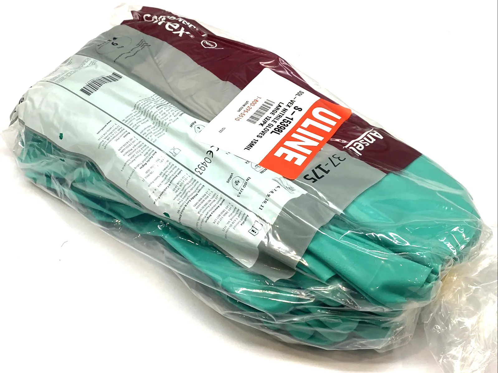 New | in-Stock Ansell Nitrile Chemical Gloves 13" Large S-15398L PKG OF 12 Gloves Michigan US | Maverick Industrial Sales #1395415