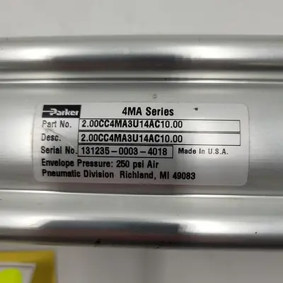 Used PARKER PARKER PNEUMATIC CYLINDER 2.00CC4MA3U14AC10.00 Pneumatic Cylinders | ND Industrial Surplus #1218569