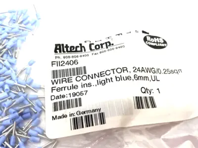 New | in-Stock Altech Insulated Crimp Ferrule Terminal 24AWG/0.25sqmm 500-PACK Electrical Fittings Michigan US | Maverick Industrial Sales #1390899