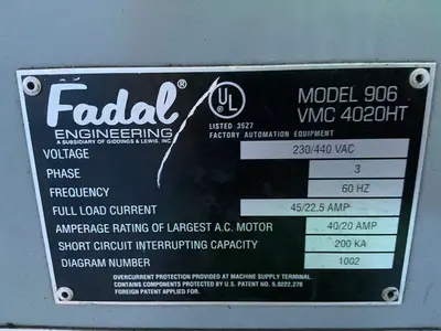 Used 1998 FADAL ENGINEERING 9061 Vertical Machining Centers Ohio US | HGR 24 #1419560