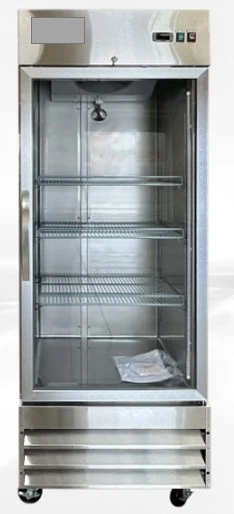 171-0097 29” Stainless Steel Glass 1 Door Self Contained Reach In Cooler
