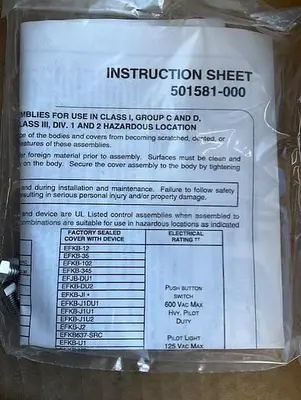 Appleton Control Assembly PN EFK-F12-0
