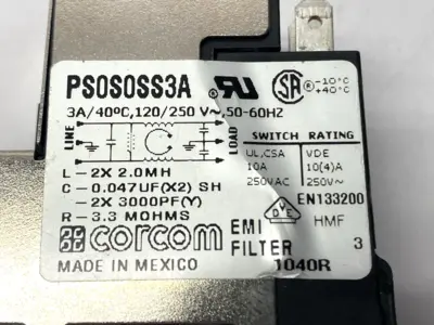 USED CORCON POWER ENTRY MODULE 250VAC 3A